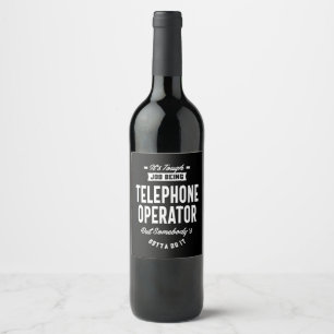 Telephone Operator Job Title Gift Wine Label