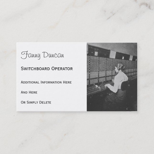 Telephone Switchboard Operator Business Cards (Front)