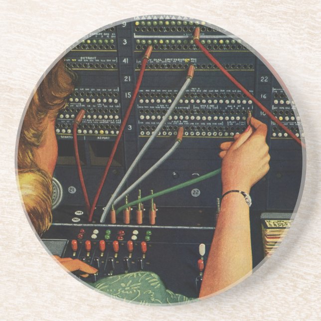 Telephone Switchboard Operator, Vintage Business Coaster (Front)