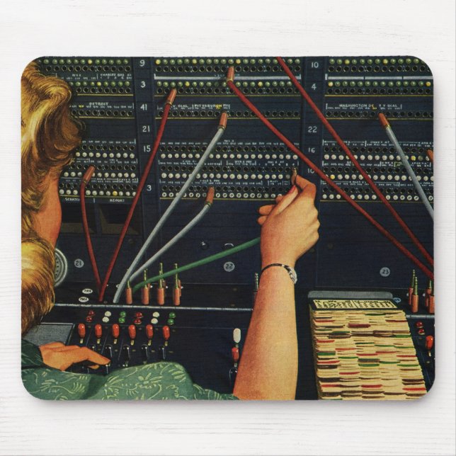 Telephone Switchboard Operator, Vintage Business Mouse Mat (Front)