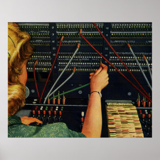 Telephone Switchboard Operator, Vintage Business Poster