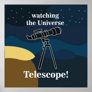 Telescope Astronomy Night Sky Stargazer Poster