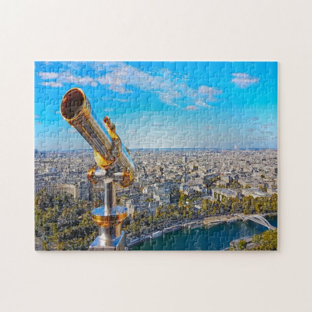Telescope Eiffel Tower Paris. Jigsaw Puzzle (Horizontal)