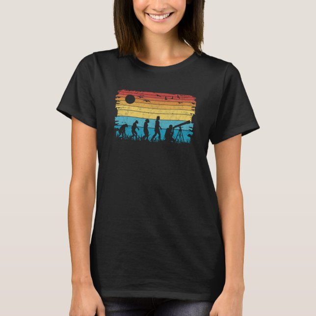 Telescope Evolution Retro Astronomy Vintage  2 T-Shirt (Front)