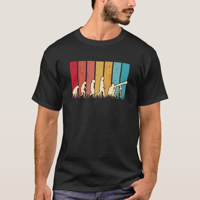 Telescope Evolution Retro Astronomy Vintage T-Shirt (Front)