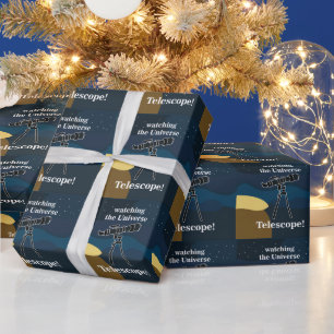 Telescope Night Sky Astronomy Stargazer Birthday Wrapping Paper