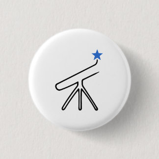 Telescope One Line Art with Blue Star 3 Cm Round Badge