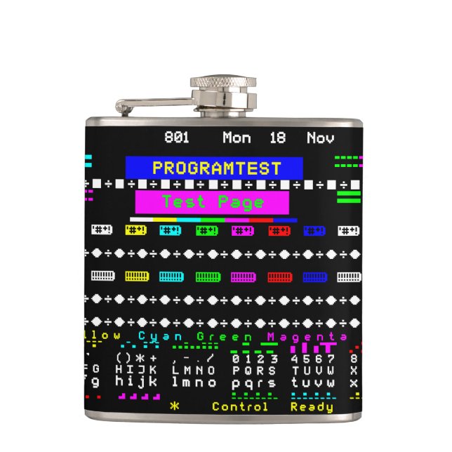 Teletext Test Page Hip Flask (Front)