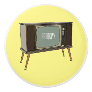 Television cartoon illustration ceramic knob