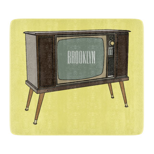 Television cartoon illustration cutting board (Front)