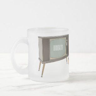 Television cartoon illustration frosted glass coffee mug