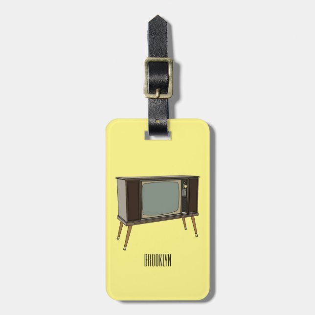 Television cartoon illustration luggage tag (Front Vertical)