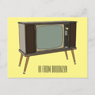 Television cartoon illustration postcard