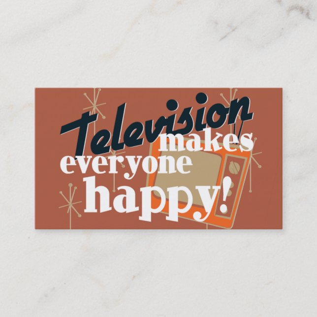 Television Makes Everyone Happy! Copper Brown Business Card (Front)