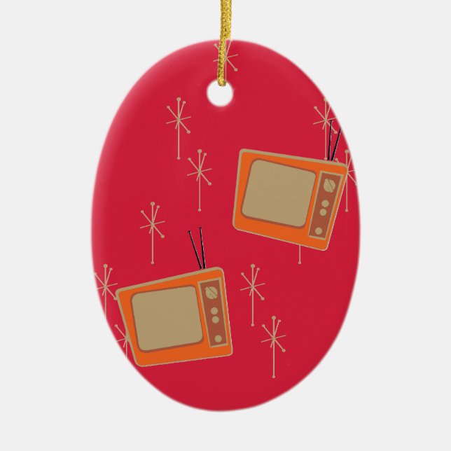 Television Makes Everyone Happy! Falling TVs Ceramic Tree Decoration (Front)