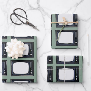 Television Old Classic Retro TV Pattern Wrapping Paper Sheet