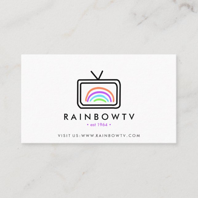 Television rainbow hand drawn rgb media business card (Front)
