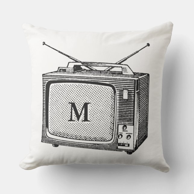 Televisor Vintage Illustration Monogram O Pillow (Front)
