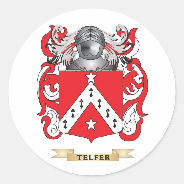 Telfer Family Crest (Coat of Arms) Classic Round Sticker (Front)