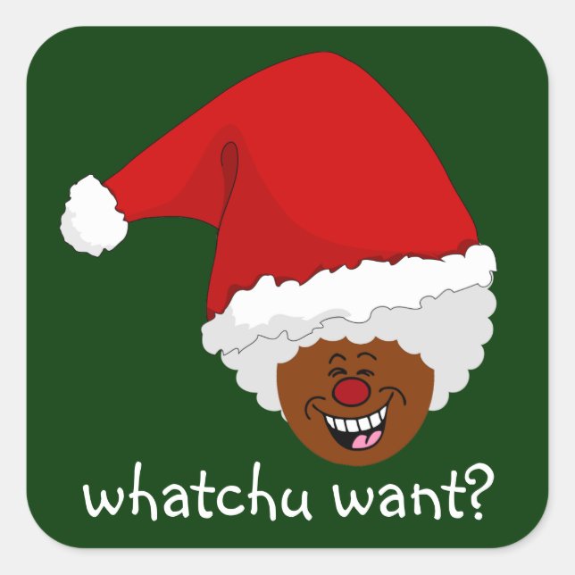 Tell Black Santa What You Want for Christmas Square Sticker (Front)