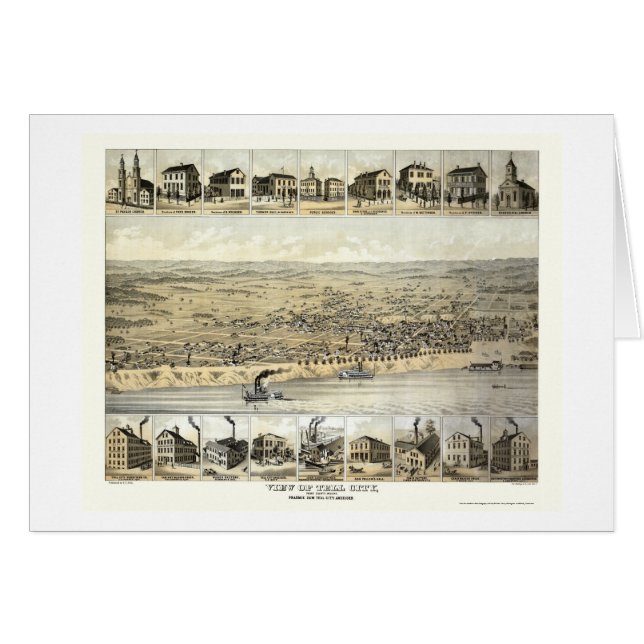 Tell City, IN Panoramic Map - 1870's (Front Horizontal)