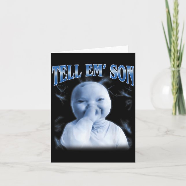 Tell em Son Ai Niche Baby Holding Laugh Gen Z Tuff Card (Front)