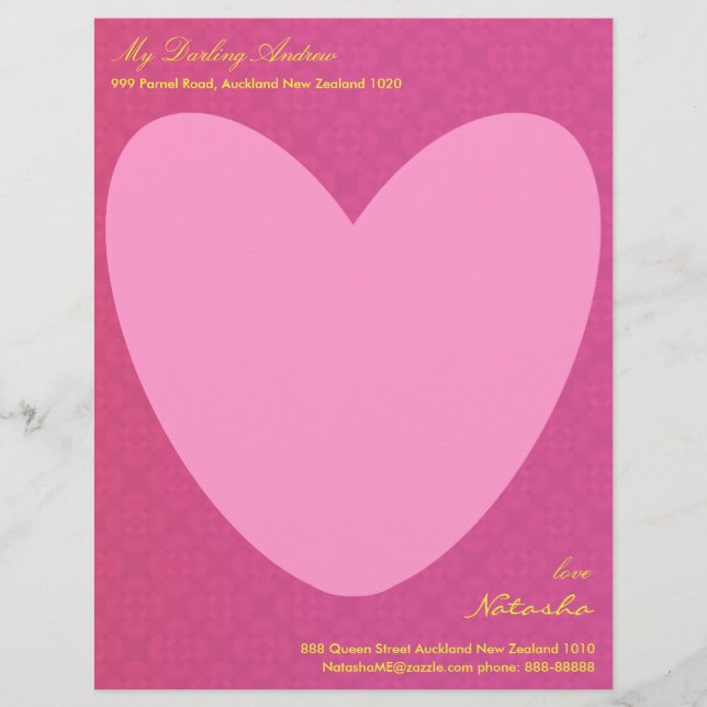 Tell him through your heart letter head letterhead template (Front)