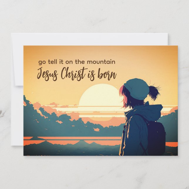 Tell it on the Mountain Jesus Christ is Born Flat Holiday Card (Front)
