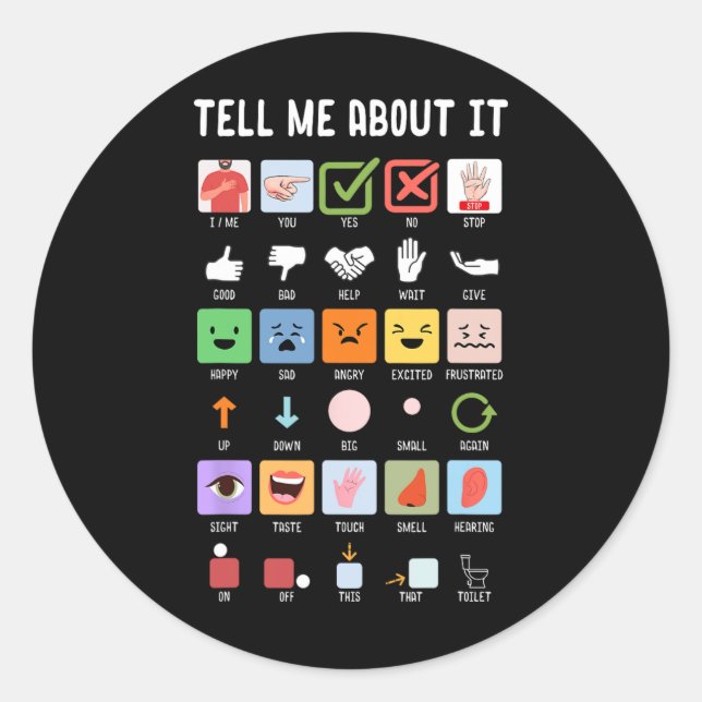 Tell Me About It Speech Language Pathology Aac Spe Classic Round Sticker (Front)