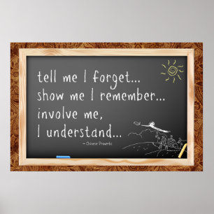 Tell me I forget quote. Chinese Proverb Poster
