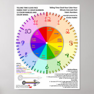 Tell Time Colour Fabric Font Number Clock Printabl Poster