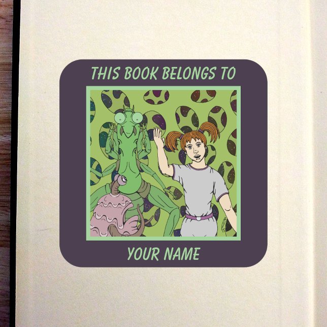 Telling Tales Bookplate Square Sticker (Telling Tales Bookplate in Old Book)