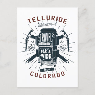 Telluride Colorado Backpack Gear Retro Travel Postcard