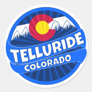 Telluride Colorado flag mountains burst sticker