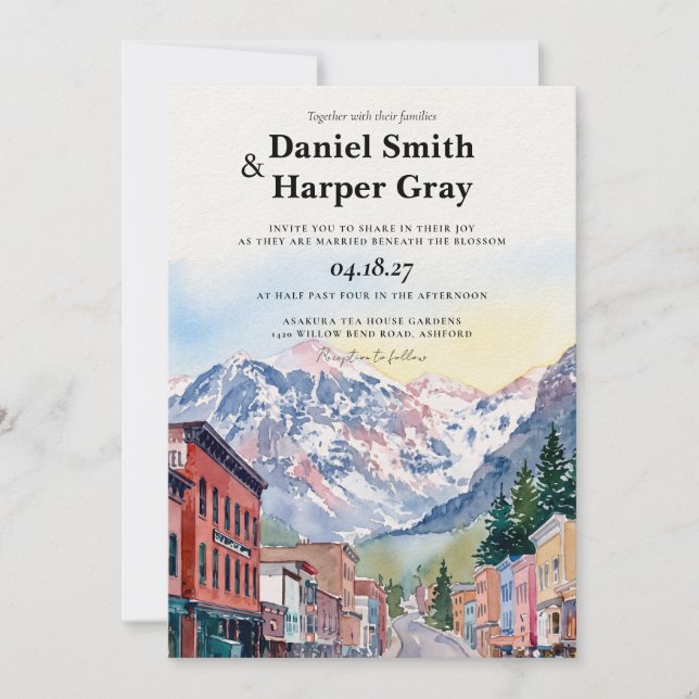 Telluride Colorado Mountain Wedding Invitation (Front)