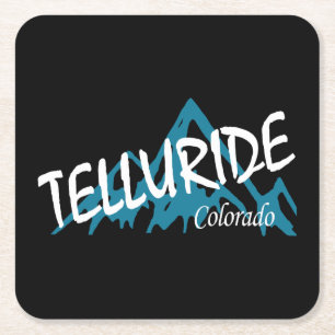 Telluride Colorado Mountains Square Paper Coaster
