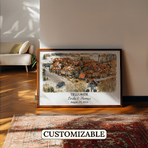 Telluride Colorado Poster, Watercolor, Custom Poster