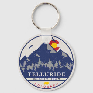Telluride Colorado Retro Sunset Ski Souvenirs Key Ring