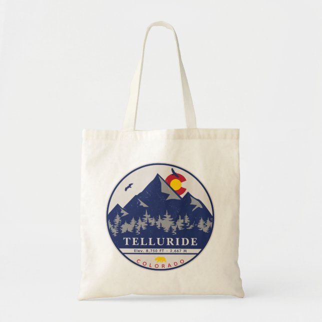 Telluride Colorado Retro Sunset Ski Souvenirs Tote Bag (Front)