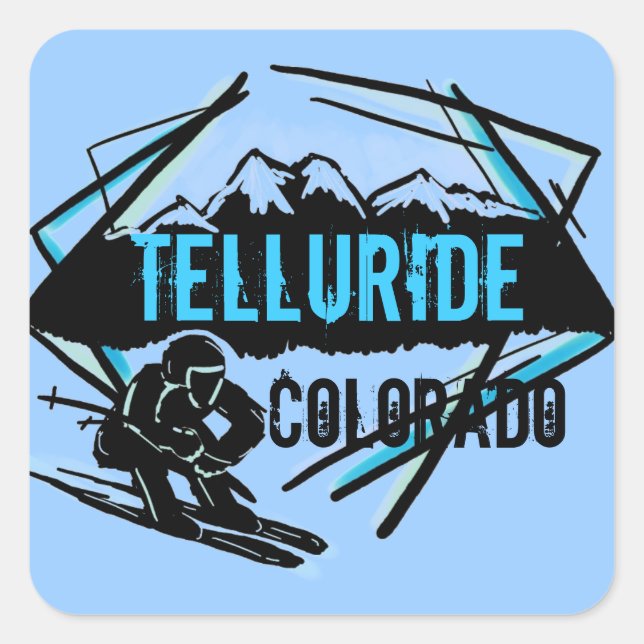 Telluride Colorado ski mountain blue stickers (Front)