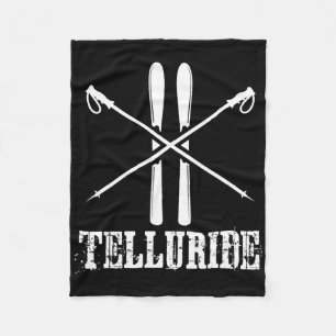 Telluride Colorado Ski Skier Skiing Poles Down Hil Fleece Blanket
