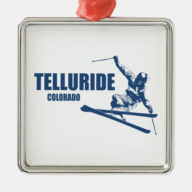 Telluride Colorado Skier Metal Tree Decoration (Front)
