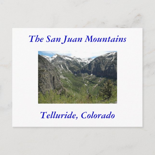 Telluride, Colorado, The San Juan Mountains Postcard (Front)