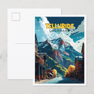 Telluride Colorado vintage travel illustration Postcard