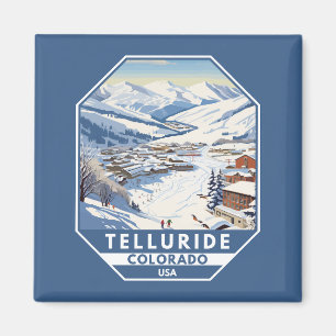 Telluride Colorado Winter Travel Art Vintage Magnet