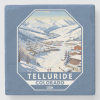 Telluride Colorado Winter Travel Art Vintage