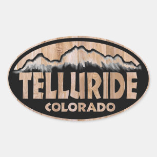 Telluride Colorado wood sign oval stickers