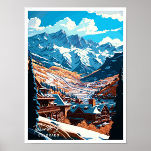 Telluride Ski Colorado Travel Vintage illustration Poster