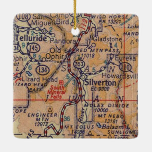 Telluride Vintage Map Ceramic Ornament