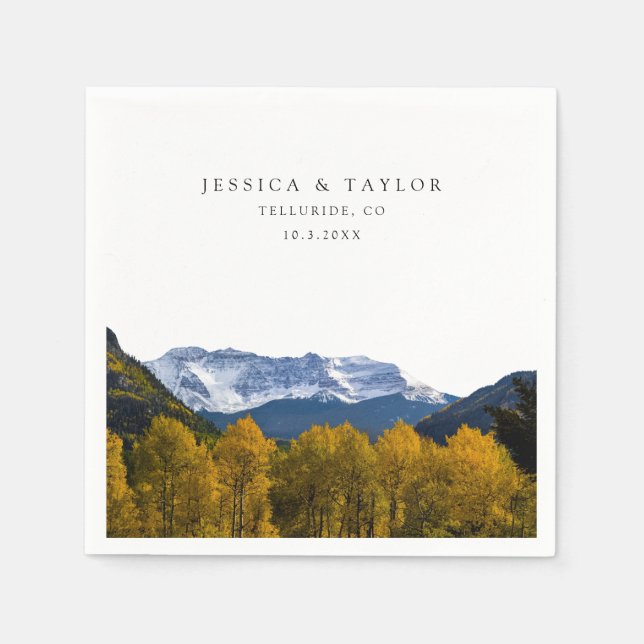 Telluride Wedding Custom Photo Cocktail Napkins (Front)